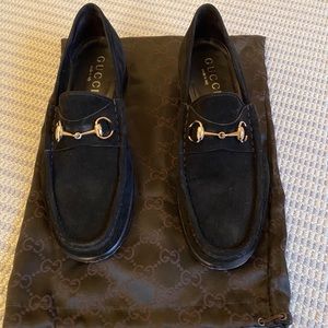 Men’s black suede Gucci loafers
